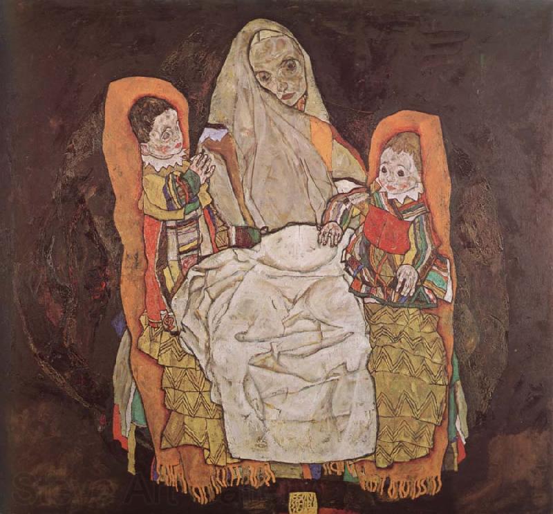 Egon Schiele Moth with two Children Norge oil painting art